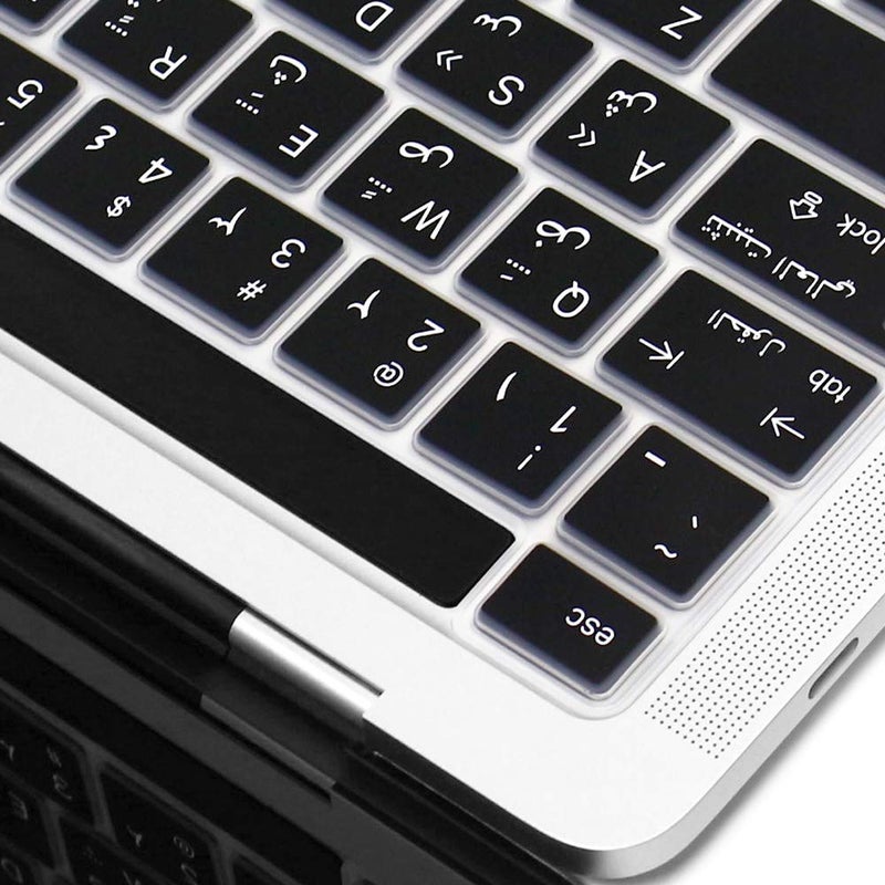 ProElife Ultra Thin Arabic Keyboard Cover Skin for MacBook Pro 13 Inch 2022 2021 2020 (Apple M2 Chip/Apple M1 Chip A2338/A2289/A2251) and 2019 MacBook Pro 16 Inch (Model A2141) Protector (Black) - Image 4